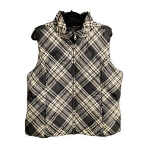 Eddie Bauer Vest XL Fill Power 700 Premium Quality Goose Down Black White Plaid
